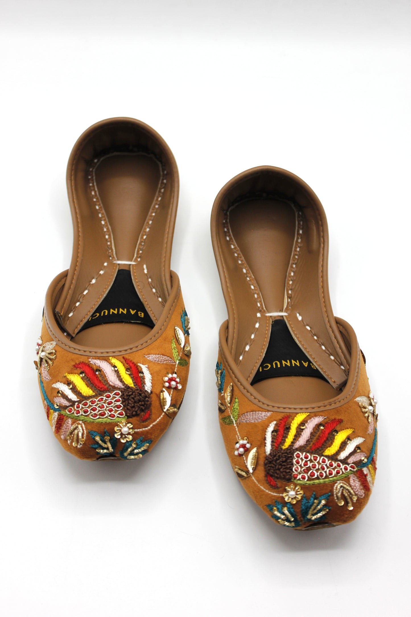 Premium Quality Orange Multi Color Embroidered Khussas