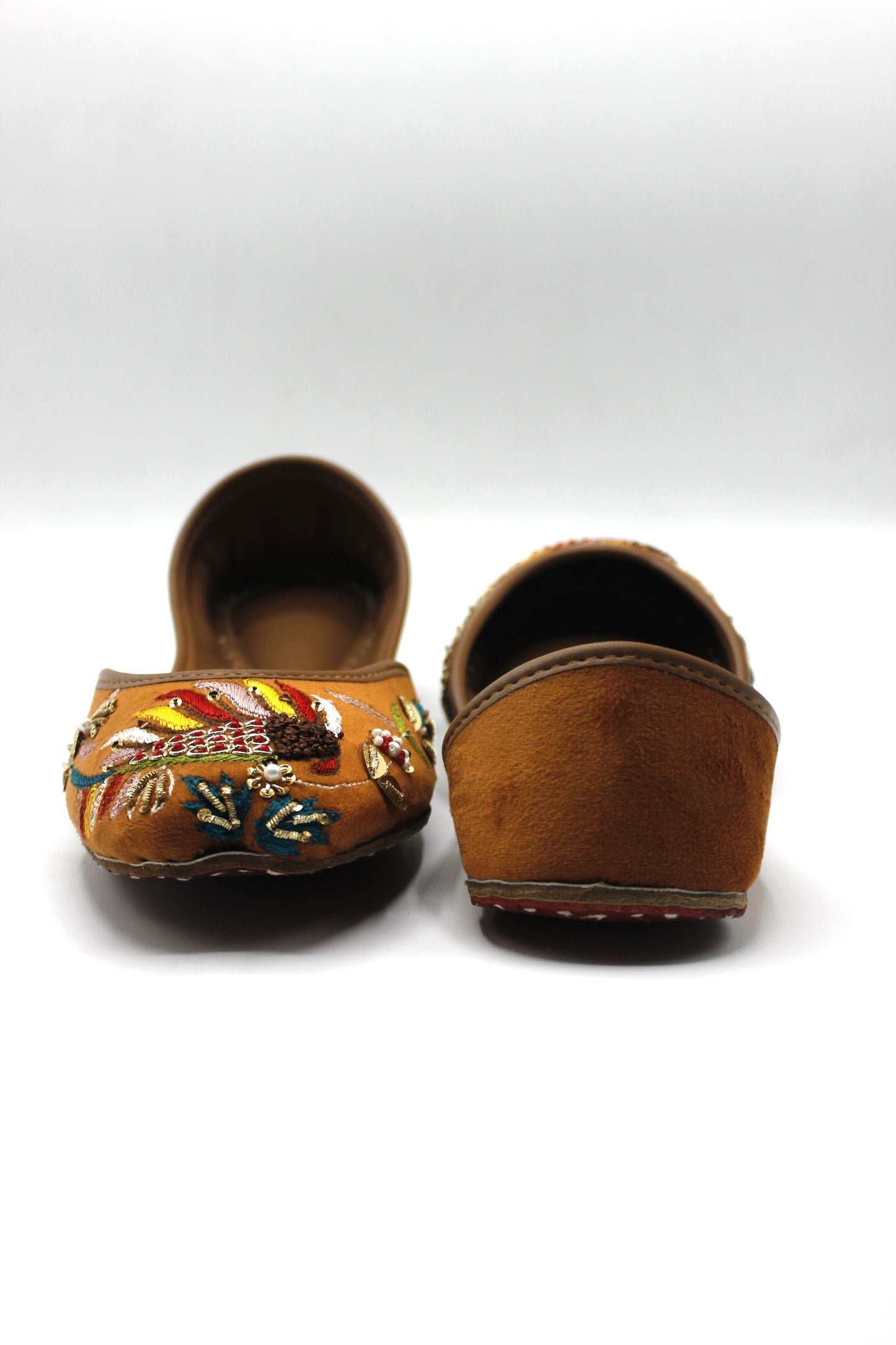 Premium Quality Orange Multi Color Embroidered Khussas