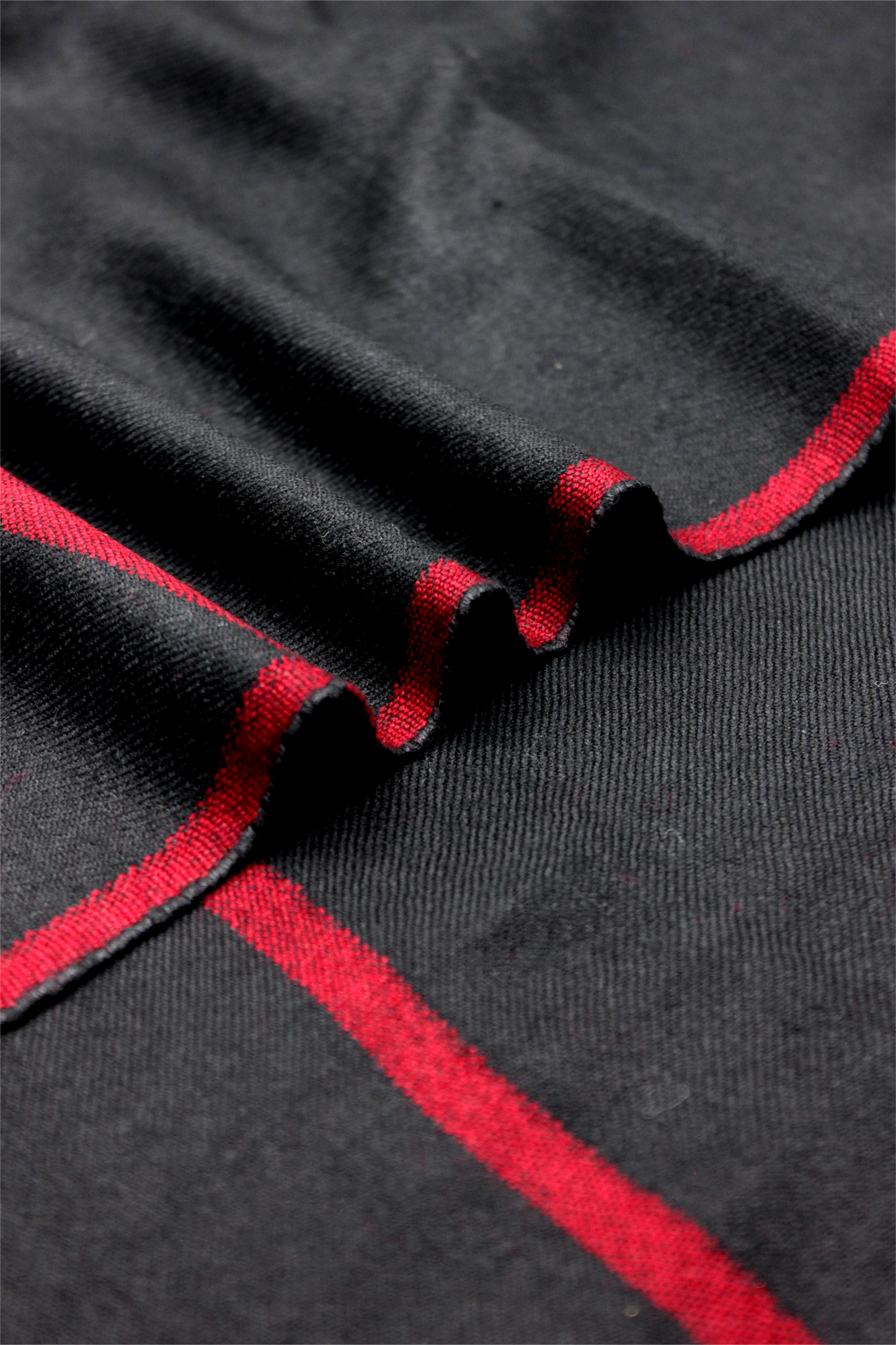 Premium Quality Red Border Black Pure Woolen Shawl