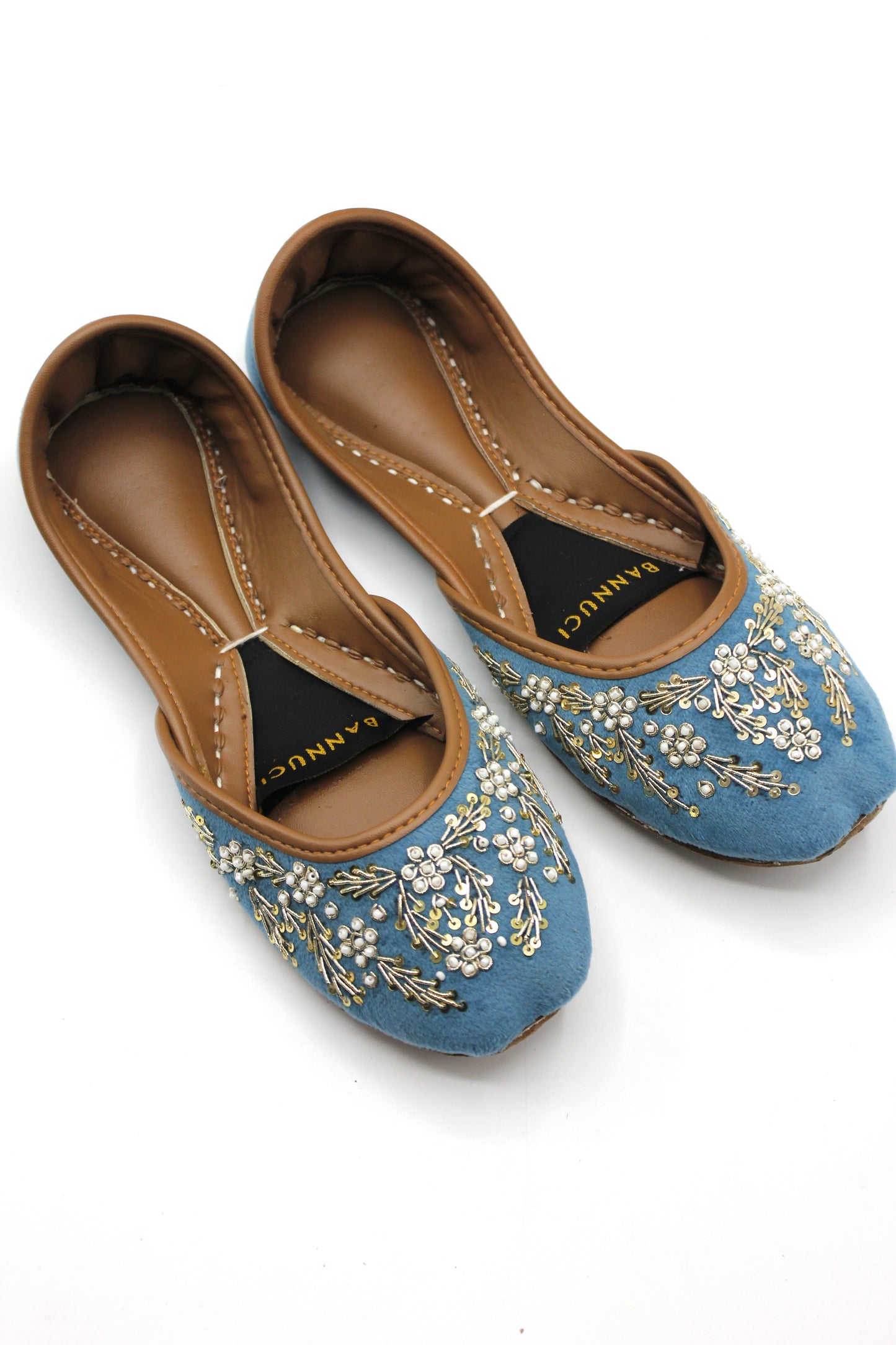 Premium Quality Sky Blue Embroidered Khussas