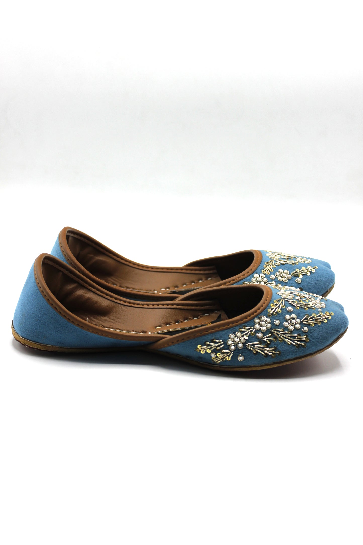 Premium Quality Sky Blue Embroidered Khussas