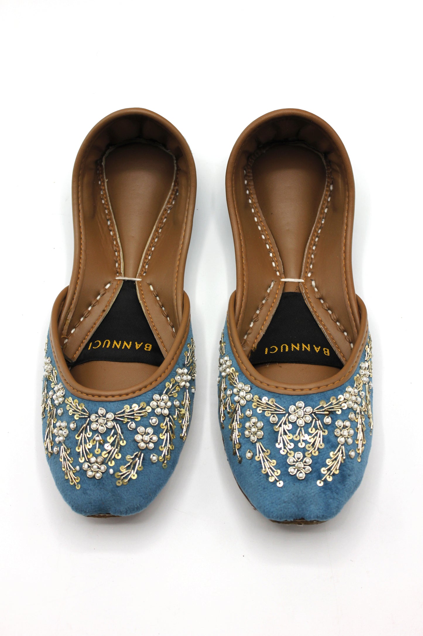 Premium Quality Sky Blue Embroidered Khussas