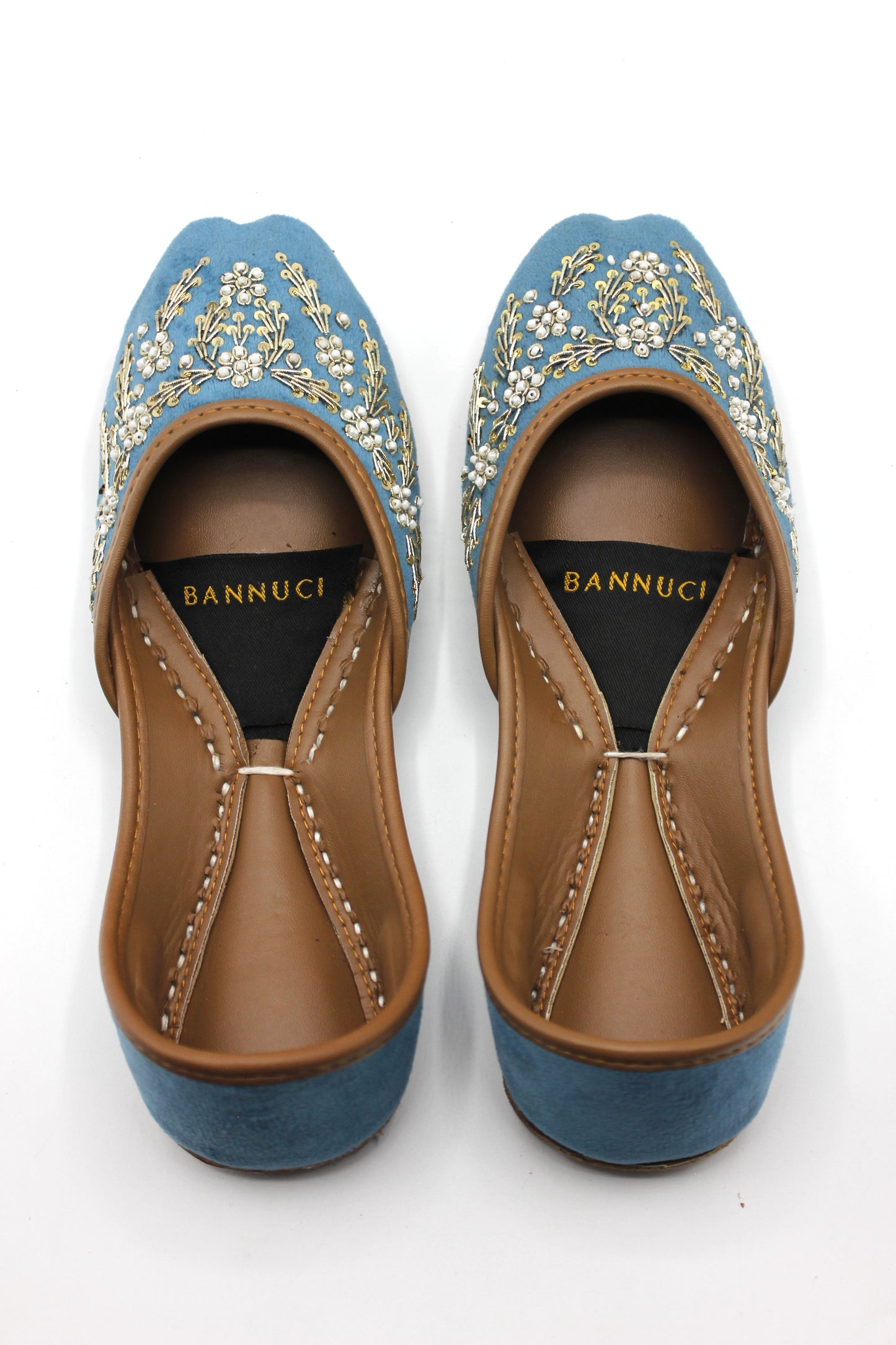 Premium Quality Sky Blue Embroidered Khussas