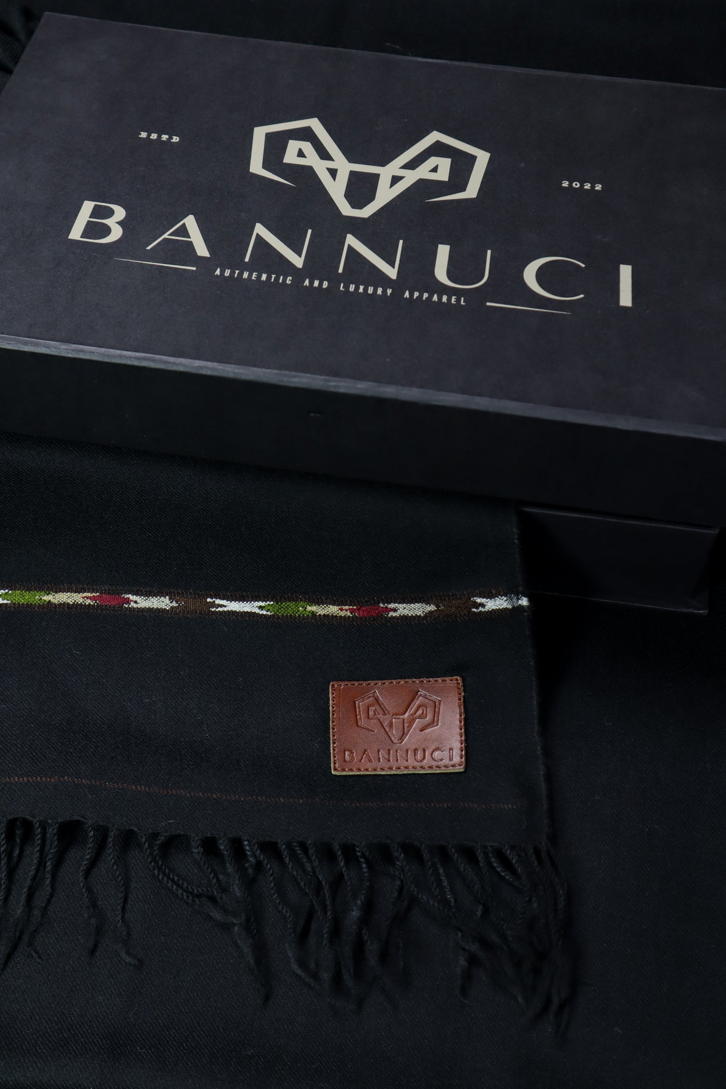 Premium Quality Striped Jet Black Pure Woolen Shawl